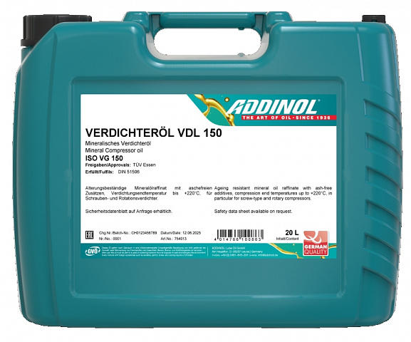 Масло компрессорное ADDINOL Compressor Oil VDL 150